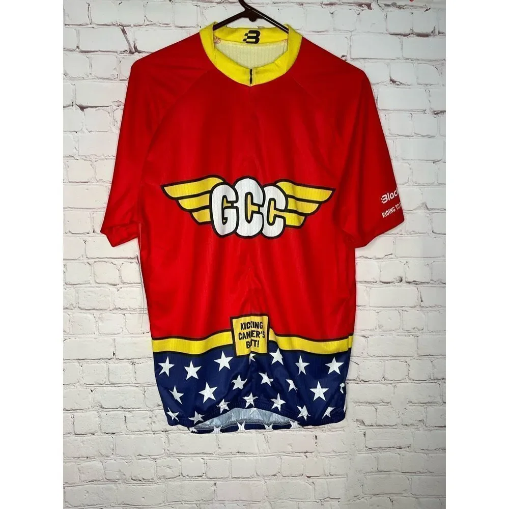 2021 Riding To Kick Cancer Cycling Jersey 2XL Red Yellow By Blackchrome.‎
